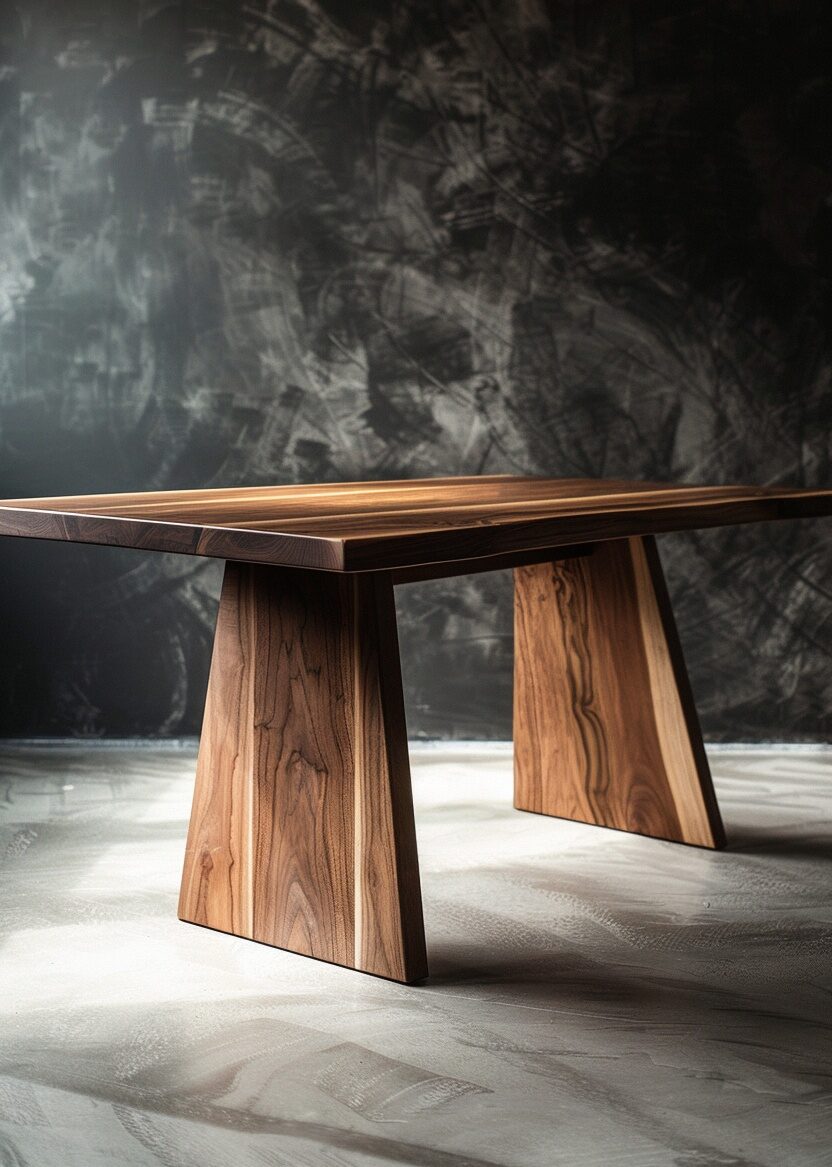 Solid Walnut Table With Trapezoid Legs