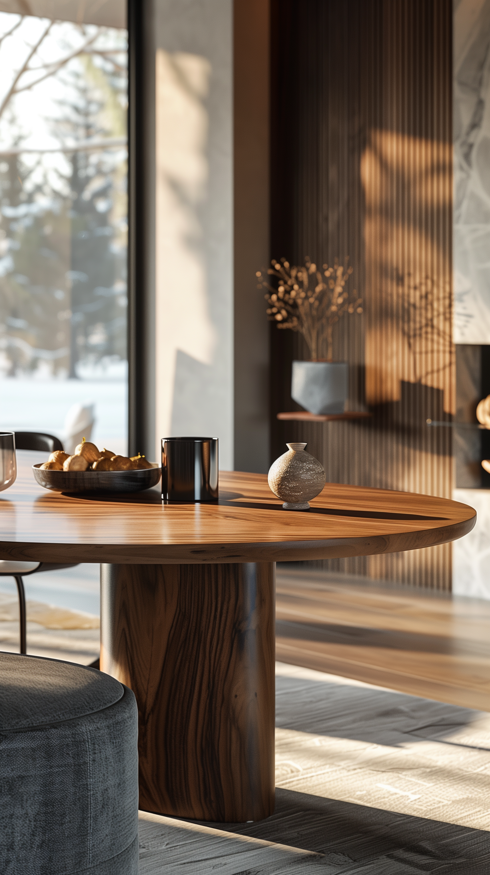 Solid Wood Cylinder Base Table – #WT10053