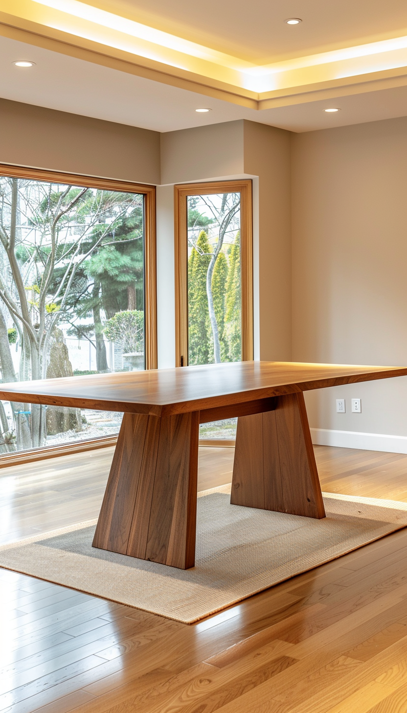 Walnut Table With Angled Trapezoid Legs