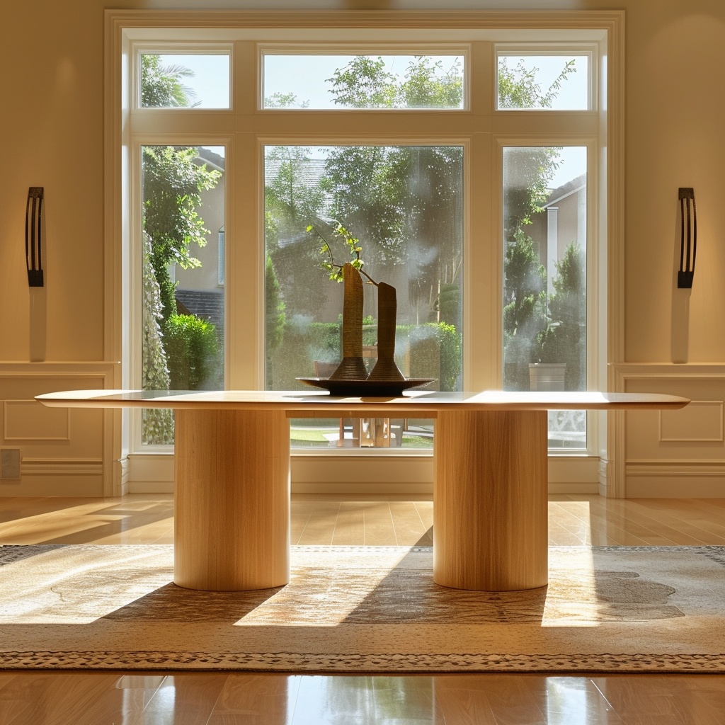 Double Cylinder Base Table In Maple