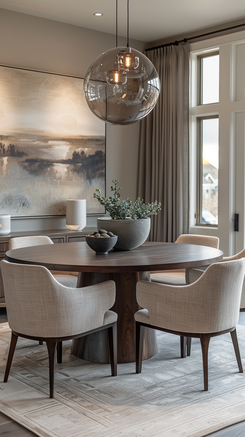 Round Conical Base Solid Walnut Table