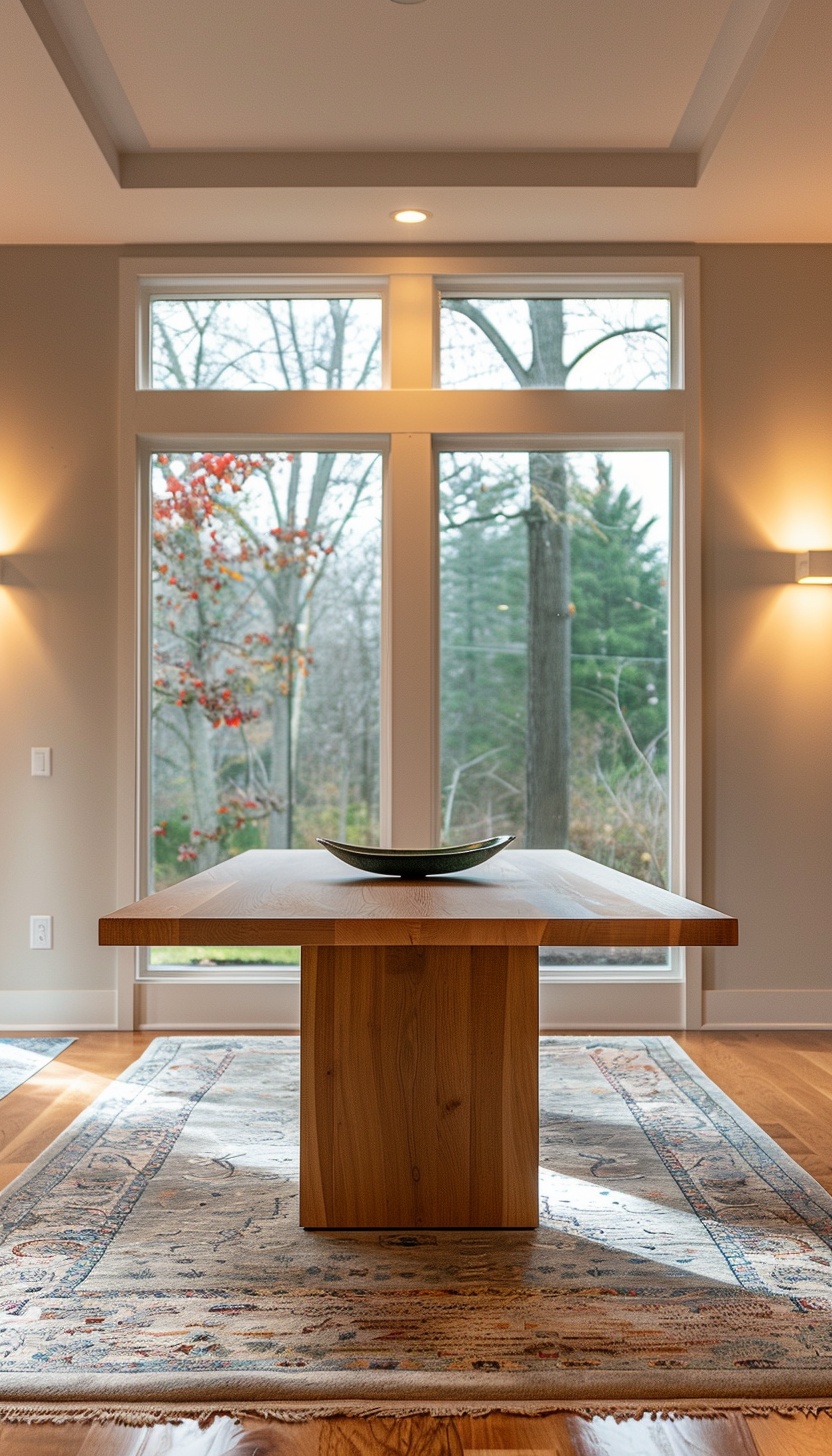 Minimalist Solid Wood Dining Table – White Oak