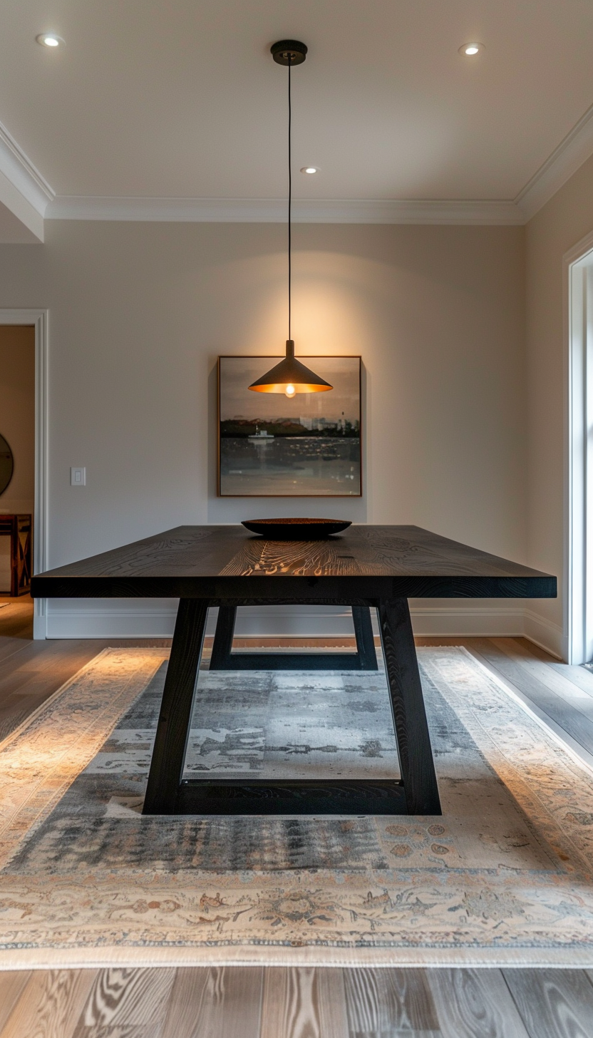 Blackened Ash Hardwood Dining Table